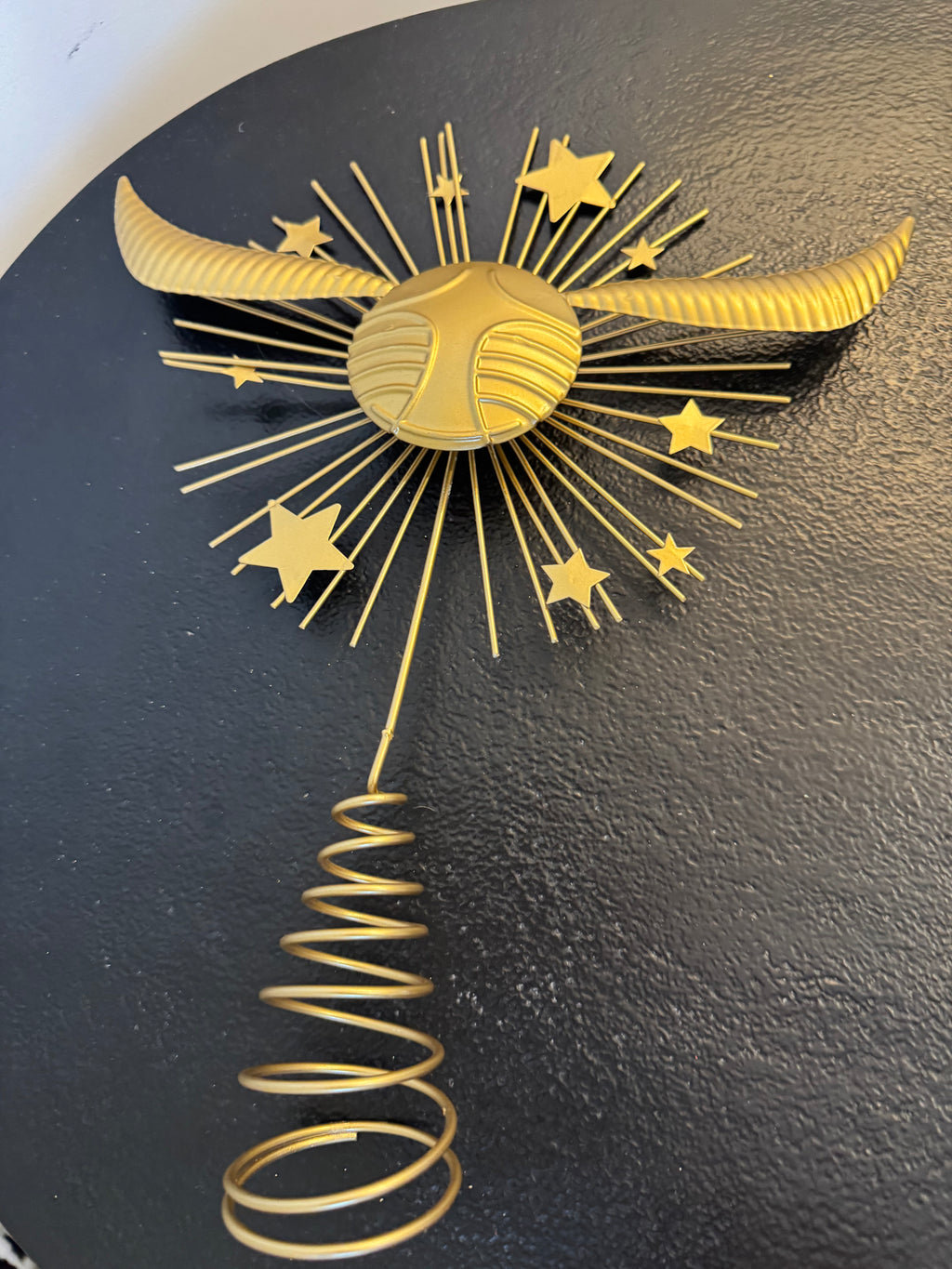 Étoile cimier de sapin dorée Vif d'Or & rayons stellaires en métal — Décoration de Noël (H 31 cm)