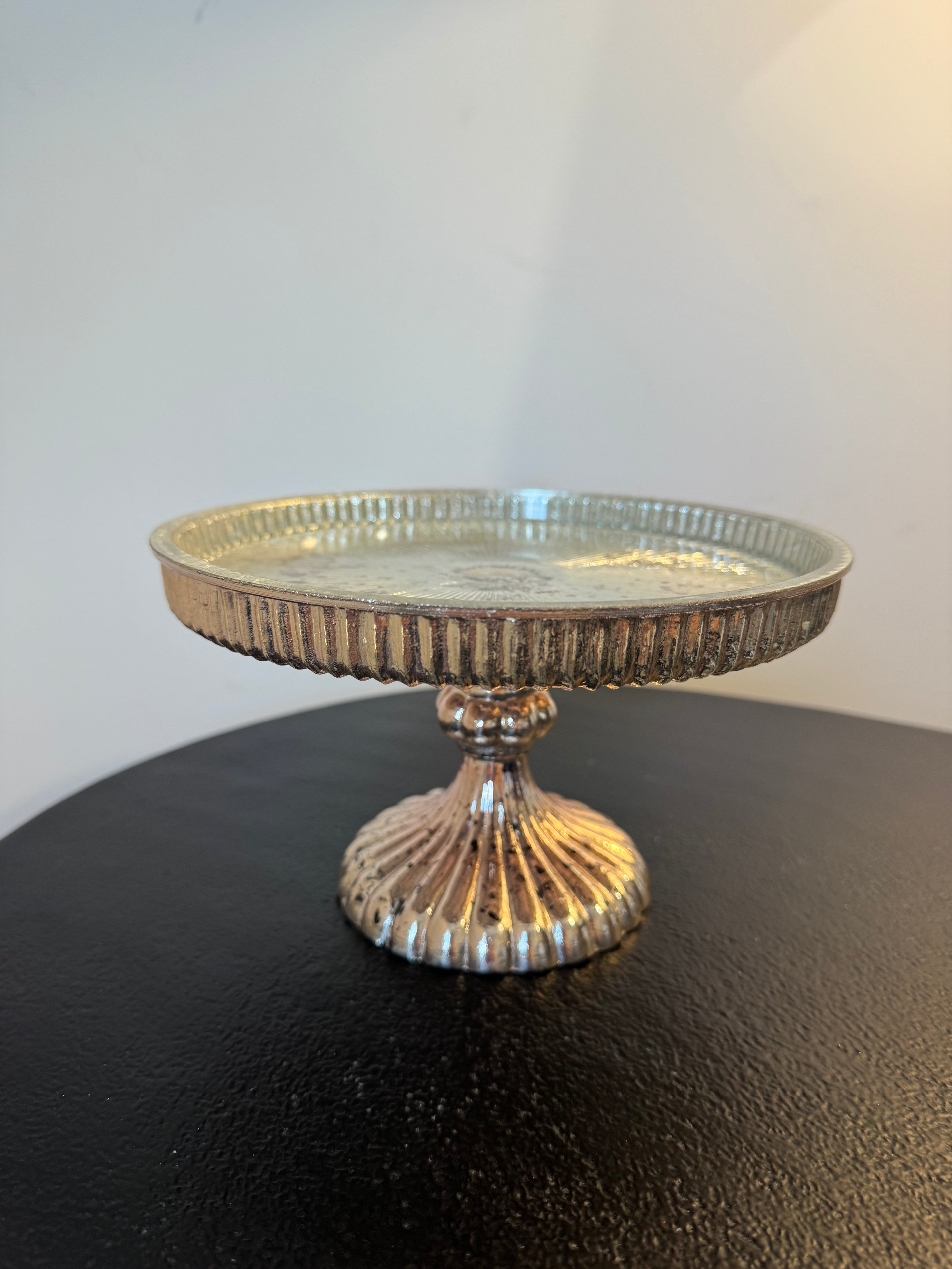 Coupe sur pied Biarritz en verre mercurisé — Style vintage (2 tailles au choix)