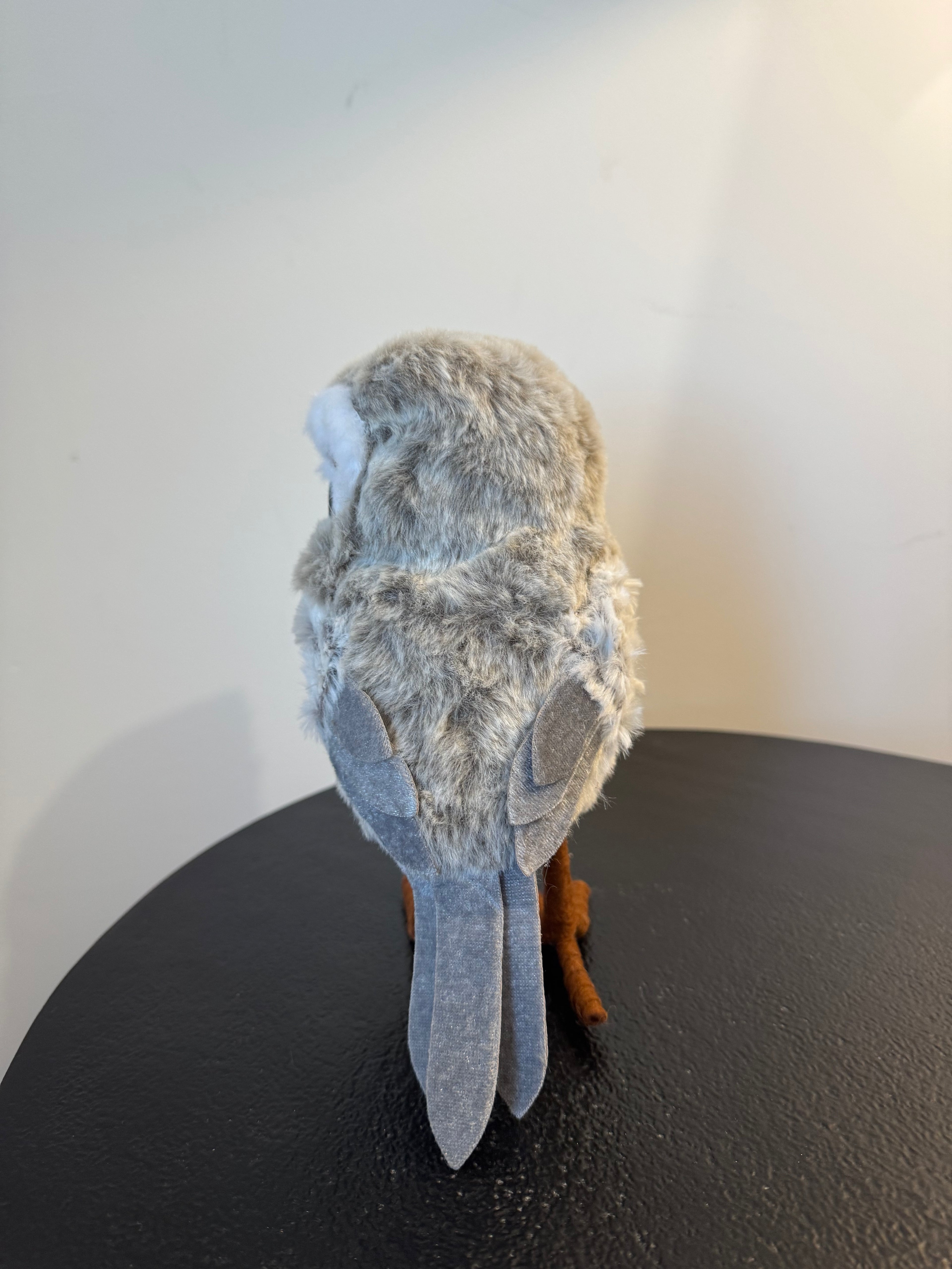 Chouette décorative en fausse fourrure grise et blanche (H 22 cm)