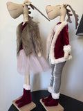 Grand couple d'élans de Noël décoratifs sur socle (H 65 cm)