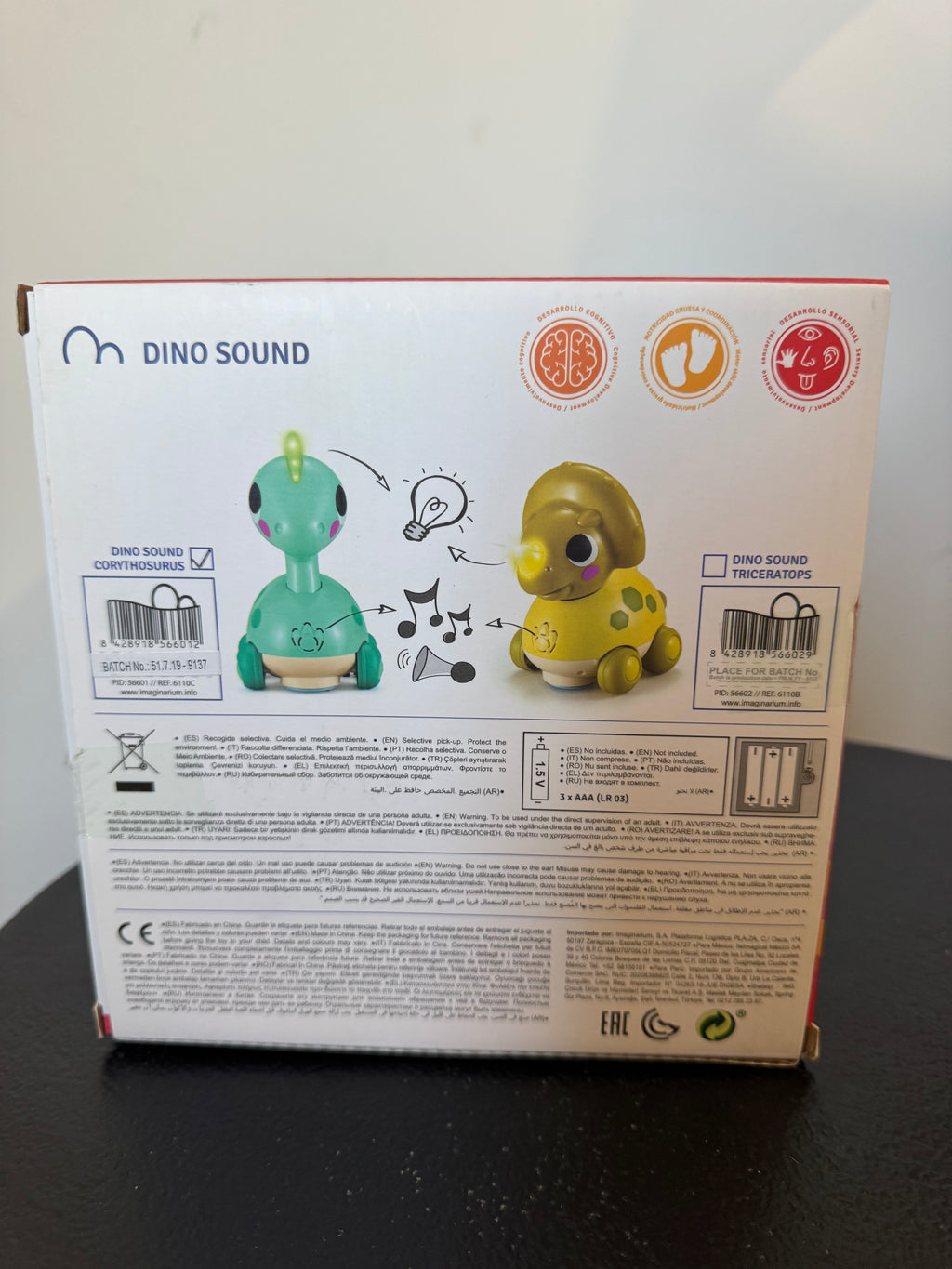Dinosaure interactif lumineux et sonore — Bleu ou Vert