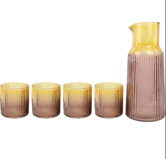 Carafe Apulia et 4 verres jaune
